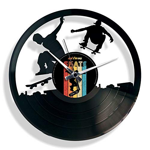 DISC'O'Clock Shallplattenuhr SK8 - Lautlos Wanduhr, einfach aufzuhängen. 100% Made in Italy Handwerkliches Produkt von DISCOCLOCK