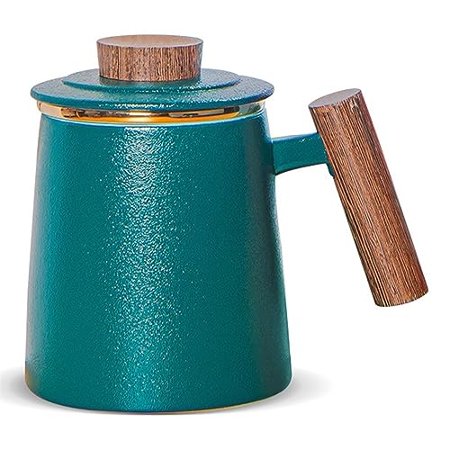 DISDADA Teetasse mit Deckel und Sieb, GroßE Keramik Teebecher 500ml, Losen Tee Oder Beutel Teeglas Mit Sieb Henkel, füR liefern Familie Freunde Geschenk (Dark Green) von DISDADA