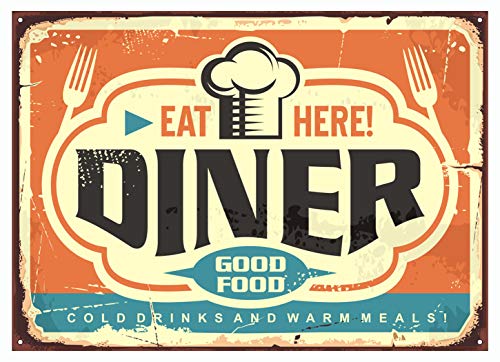 DISGOWONG Retro Diner Restaurant Blechschild Retro Metall Blechschild Poster Wanddekoration Vintage Deko Blechschild von DISGOWONG