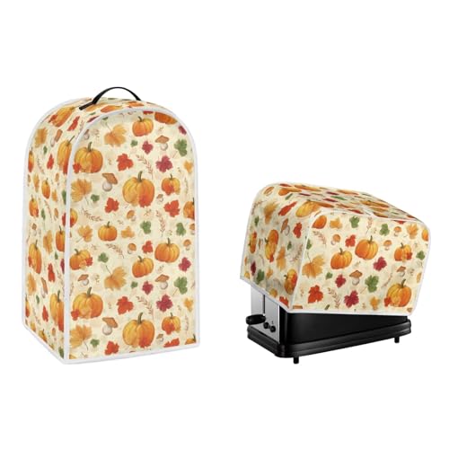 DISNIMO Thanksgiving 2-Scheiben-Toaster-Abdeckung, Kürbis, Küche, kleine Geräte, Staubschutz mit Mixer, Staubschutz, niedlicher Standmixer oder Kaffeemaschinen-Abdeckung von DISNIMO