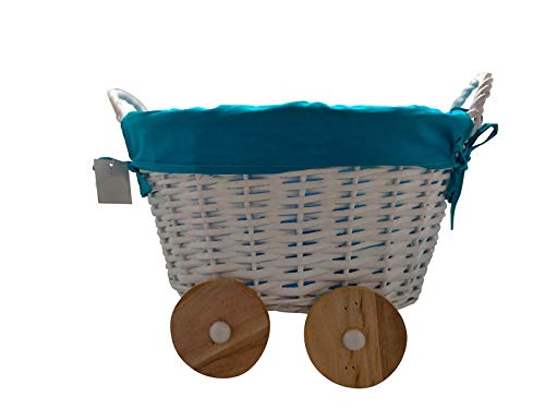 Disok Weidenkorb in Form eines blauen Kinderwagens – Weidenkörbe für Hochzeit, Taufe Körbe für Geschenke, Gastgeschenke, Gastgeschenke, Taufe, Babyparty, Kinderkörbe von DISOK