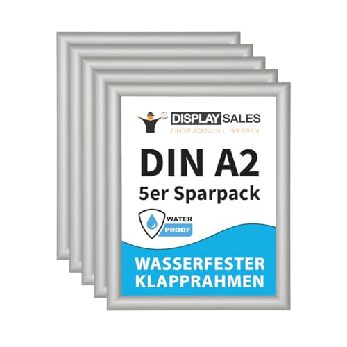 DISPLAY SALES Wasserfeste Klapprahmen im DIN A2 Format | 5 Stück | OUTDOOR Bilderrahmen wetterfest | Premium A2 Plakatrahmen | Bilderrahmen aufklappbar für den Außeneinsatz | Klapprahmen A2 DISPLAY SALES Wasserfeste Klapprahmen im DIN A2 Format | 5 Stück | OUTDOOR Bilderrahmen wetterfest | Premium A2 Plakatrahmen | Bilderrahmen aufklappbar für den Außeneinsatz | Klapprahmen A2 von DISPLAY SALES