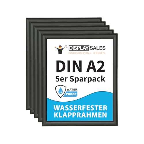 DISPLAY SALES Wasserfeste Klapprahmen im DIN A2 Format | 5 Stück | OUTDOOR Bilderrahmen wetterfest | Premium A2 Plakatrahmen | Bilderrahmen aufklappbar für den Außeneinsatz | Klapprahmen A2 DISPLAY SALES Wasserfeste Klapprahmen im DIN A2 Format | 5 Stück | OUTDOOR Bilderrahmen wetterfest | Premium A2 Plakatrahmen | Bilderrahmen aufklappbar für den Außeneinsatz | Klapprahmen A2 von DISPLAY SALES
