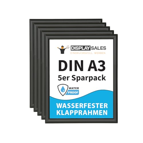 DISPLAY SALES Wasserfeste Klapprahmen im DIN A3 Format | 5 Stück | OUTDOOR Bilderrahmen wetterfest | Premium A3 Plakatrahmen | Bilderrahmen aufklappbar für den Außeneinsatz | Klapprahmen A3 DISPLAY SALES Wasserfeste Klapprahmen im DIN A3 Format | 5 Stück | OUTDOOR Bilderrahmen wetterfest | Premium A3 Plakatrahmen | Bilderrahmen aufklappbar für den Außeneinsatz | Klapprahmen A3 von DISPLAY SALES