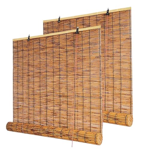 Bambus Outdoorvorhänge, Rollo Wetterfest Balkon Bambusrollo, Fensterrollo Innen Lichtdurchlässig, Bambus Raffrollo Sonnenschutz für Terrasse Pergola Pavillon von DISPRA