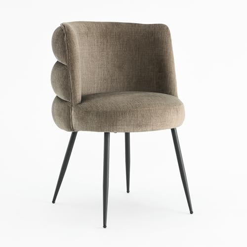 DITAIX 2er Esszimmerstuhl Velours Modern: Wohnzimmerstuhl mit Samtbezug & Metallbeinen - Elegante Steinfarbe 60 cm Breite für Esszimmer Wohnzimmer Küche und Schlafzimmer (Brown, 2er) von DITAIX