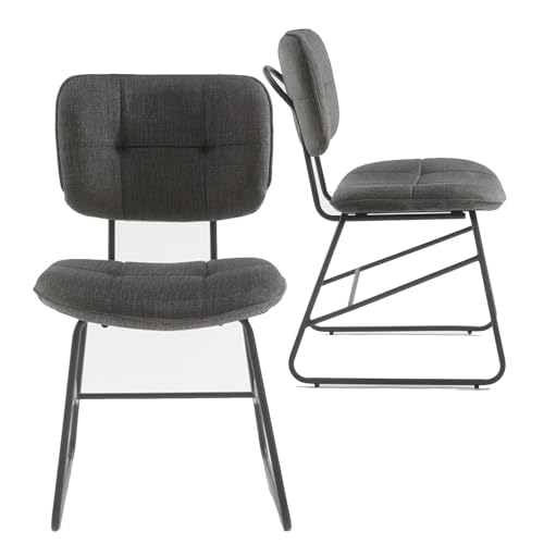 DITAIX 2er Samt Esszimmerstuhl: Moderner Polsterstühle mit Metallgestell & Griff Bis 150 kg Belastbar Bequem & Stabil für Esszimmer & Wohnbereich (Grey, 2er) von DITAIX