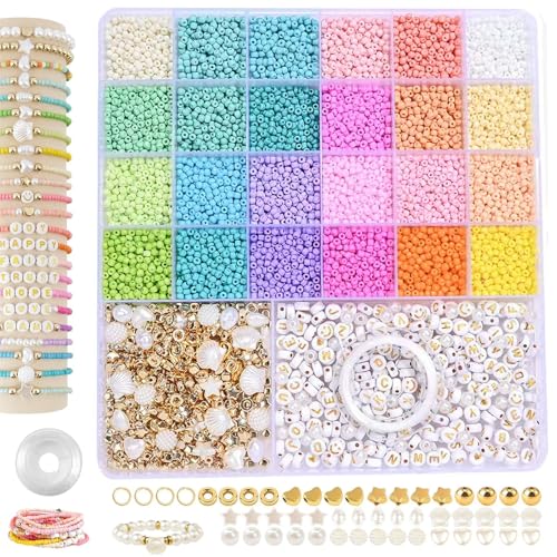 DITK-U Perlen Set Armbänder Selber Machen 15000 Stück Perlen Schmuck Selber Machen für Armbänder Schmuck Herstellung DIY Set Erwachsene 3mm Perlen zum Auffädeln von DITK-U