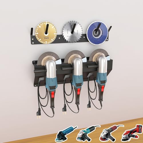 DITKOK 2-in-1 Winkelschleifer-Wandhalterung, Winkelschleifer-Halter für Bosch, Makita, Einhell mit Schnuraufhänger und Scheibenhalter, Winkelschleifer-Halterung mit 3 Fächern für Poliermaschine DITKOK 2-in-1 Winkelschleifer-Wandhalterung, Winkelschleifer-Halter für Bosch, Makita, Einhell mit Schnuraufhänger und Scheibenhalter, Winkelschleifer-Halterung mit 3 Fächern für Poliermaschine von DITKOK