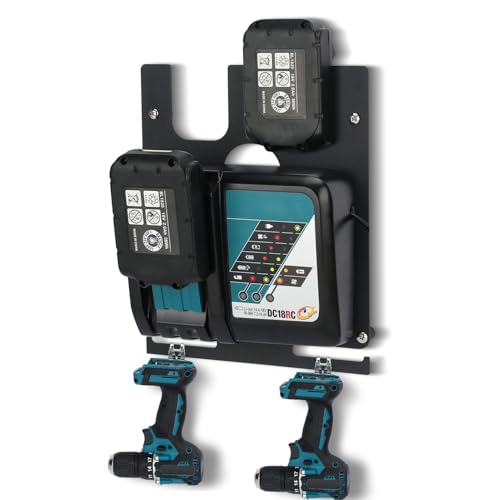 DITKOK 3in1 Wandhalterung für Makita Akkus 18V 14,4V, Ladegeräte DC18RC und Akku-Bohrschrauber, stabiler 2er Akkuhalter Ladegerät Halter und Akku-Bohrschrauber DITKOK 3in1 Wandhalterung für Makita Akkus 18V 14,4V, Ladegeräte DC18RC und Akku-Bohrschrauber, stabiler 2er Akkuhalter Ladegerät Halter und Akku-Bohrschrauber von DITKOK