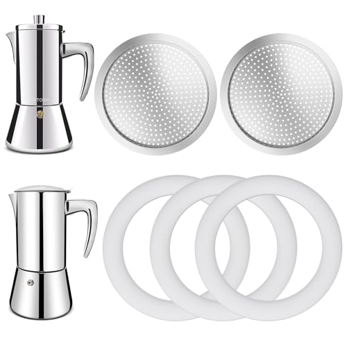 DITOSH 2 Pcs Filter with 3 Pcs Silicone Gasket Seals for 6 Cup Stovetop Espresso Coffee Maker Replacement Parts for 304 Stainless Steel Moka Pot von DITOSH