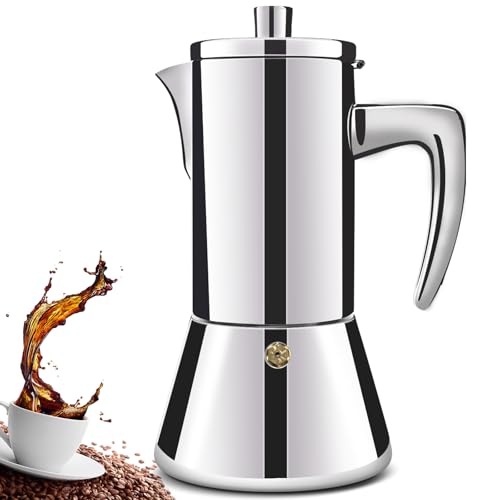 DITOSH 4 Tasse Verdickt 304 Edelstahl Moka Pot Stovetop Espresso Maker Espresso Maker Cafeteras Kaffee Maker Capable Mokka Kaffeemaschine Greca Kaffeemaschine für Home und Camping 200ml 6.6oz von DITOSH