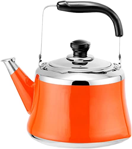 DITUDO 1,5 l Orange Whistling Teekessel, Edelstahl-Teekanne mit Anti-Hot-Griff for Gas-, Induktions- und Keramikherde von DITUDO