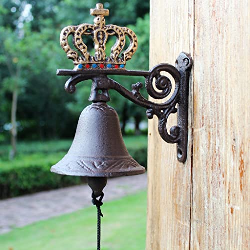 Glockenspiele Landhausstil Gusseisen Wand Hängende Krone Türklingel, Garten Schwere Dekorative Schuppen Garage Haustür Bell Dinner Bell, Vintage Hof Hand Ring Glocke von DITUDO