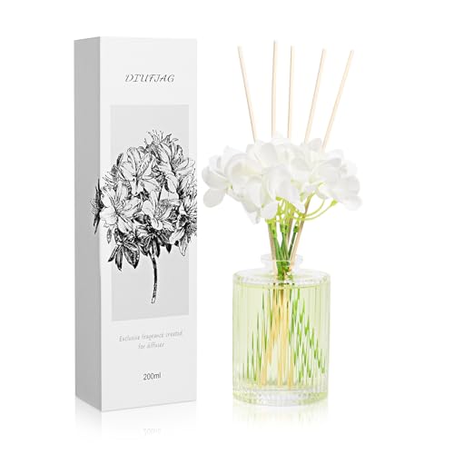 Raumduft Mit 5 Duftstäbchen 200ml - Jasmin Weißtee,Home Duft Reed Diffuser Lufterfrischer für Schlafzimmer Büro Badezimmer Regal Dekor von DIUFJAG