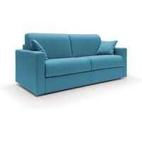 Chris Schlafsofa mit 18 cm hoher Matratze Stoff T13 166 cm (mat. 120x197) hellblau von DIVANI.STORE