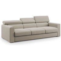 Divani.store - Dylan 3-Sitzer-Sofa mit Bettkastenauszug aus wasserfestem Baumwollartigem Stoff T13 240 cm creme von DIVANI.STORE