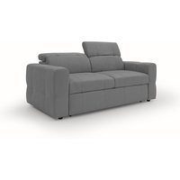 Kronos 2-Sitzer Sofa 173 cm mit ausziehbarer Ottomane und verstellbare Kopfstützen aus weicher wasserfester Mikrofaser T11 Grau von DIVANI.STORE