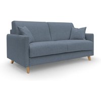 Edgar Schlafsofa aus wasserfestem felis Stoff T03 160 cm (mat. 120x197) blau von DIVANI.STORE