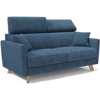 Francy Schlafsofa mit verstellbaren Kopfstützen aus abwaschbarem Stoff T17 160 cm (mat. 120x197) Blau von DIVANI.STORE