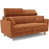 Francy Schlafsofa mit verstellbaren Kopfstützen aus abwaschbarem Stoff T17 200 cm (mat. 160x197) Orange von DIVANI.STORE