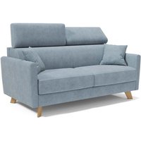 Francy Schlafsofa mit verstellbaren Kopfstützen aus abwaschbarem Stoff T17 200 cm (mat. 160x197) Pastellblau von DIVANI.STORE