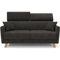 Francy Schlafsofa mit verstellbaren Kopfstützen aus abwaschbarem Stoff T17 200 cm (mat. 160x197) Schwarz von DIVANI.STORE