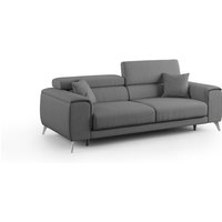 Fusion Sofa mit Schiebesitzen aus abwaschbarem Stoff T05 215 cm anthrazit von DIVANI.STORE