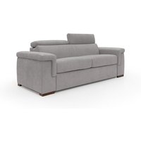 Giunone Schlafsofa mit 18 cm hoher Matratze und verstellbaren Kopfstützen aus wasserfestem Stoff T02 200 cm (mat.120x197) hellgrau von DIVANI.STORE