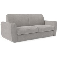 Leonida Abziehbares Schlafsofa mit Matratze H18 cm und Kissenfach aus abwaschbarem Stoff 202 cm Grau von DIVANI.STORE