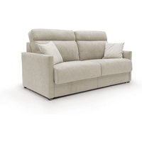 Margot Schlafsofa mit hoher weicher Rückenlehne aus Stoff T02 156 cm (mat.120x197) creme von DIVANI.STORE