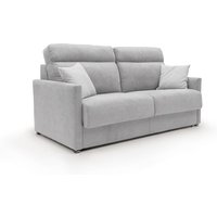Margot Schlafsofa mit hoher weicher Rückenlehne aus Stoff T02 196 cm (mat. 160x197) hellgrau von DIVANI.STORE