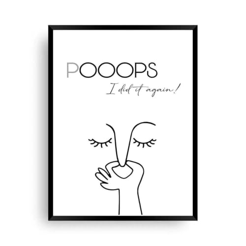 Bild Klo | Poster Pooops | WC Poster mit Humor 21x30cm / Schwarzer Rahmen/Papier von DIVANT