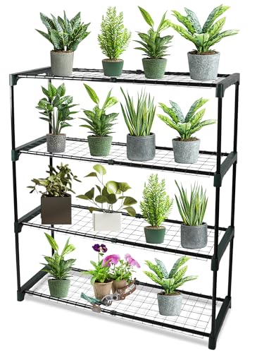 DIVCHI 4-stöckige Gartenregale | Regal | Gewächshausregal | Schuppenregal | Pflanzenregale | Garagenregal | Gewächshaus-Inszenierung – einfache Montage ohne Werkzeug von DIVCHI