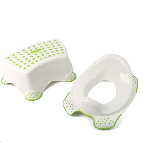 DIVCHI Toilettentraining für Kinder, rutschfester Tritthocker + WC-Trainingssitz, Uni, Kleinkind, Toilettentraining im Badezimmer und zu Hause, Grün von DIVCHI