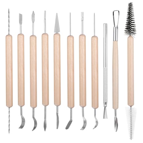11 Stück Ton Werkzeug, Modellierwerkzeug, Polymer Clay Sculpting Tools, Modelliermasse, Töpfer Set , Wooden Töpferzubehör Profis und Anfänger für DIY Kunsthandwerk Modellierung Shaping Carving 11 Stück Ton Werkzeug, Modellierwerkzeug, Polymer Clay Sculpting Tools, Modelliermasse, Töpfer Set , Wooden Töpferzubehör Profis und Anfänger für DIY Kunsthandwerk Modellierung Shaping Carving von DIVINA VITAE