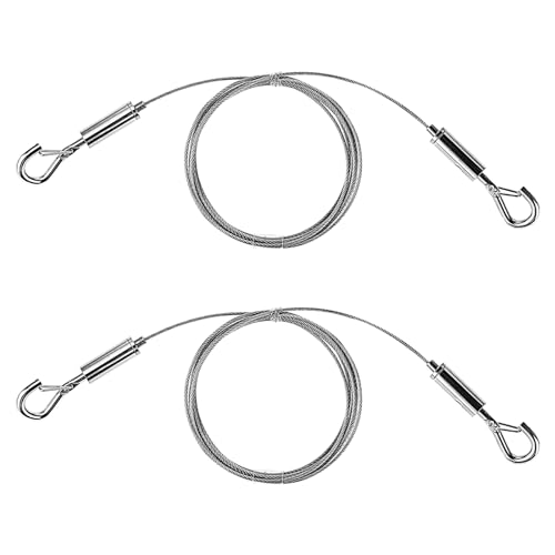 2 Stück Drahtseil Verstellbarer Fotoseil Bilder Aufhängen Foto Hängedraht Set mit Haken 2 m × 1,5 mm Robust Edelstahl Stahlseil für Spiegel Leuchten Körbe Hängezubehör Hält bis 30 kg von DIVINA VITAE