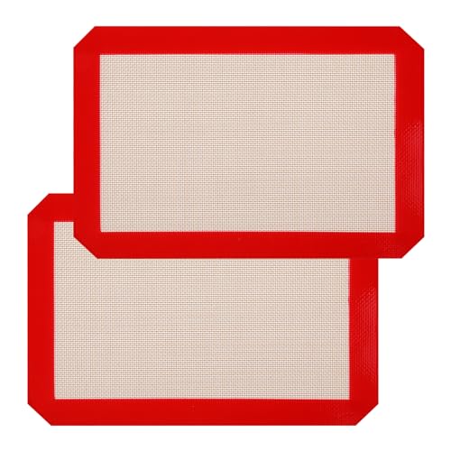 2 Stück Silikon Backmatte 20 x 30 cm Küche Silikonmatte Wiederverwendbar Antihaftbeschichtet Teigmatte Rutschfeste Silicone Baking Mat für Zuhause Küche Ofen Backzubehör von DIVINA VITAE
