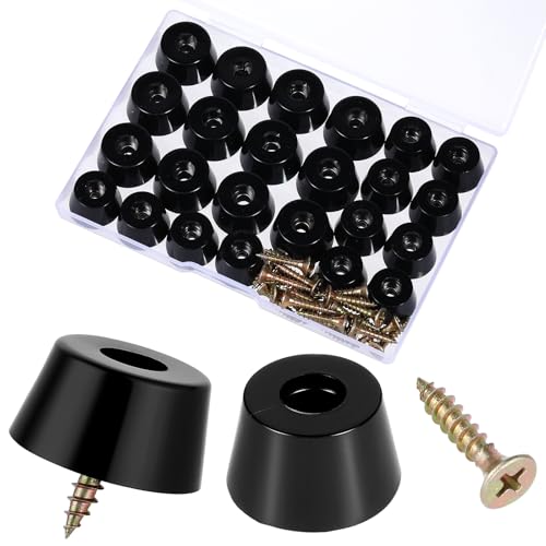 24 Stück Gummifüße Schraubbar Schwarz Rubber Base rutschfeste Möbelfüße Gummipuffer Schraubfeste Gummifuß Mit Schrauben Für Stuhl Sofas Möbel Schneidebretter (2 Größen) von DIVINA VITAE