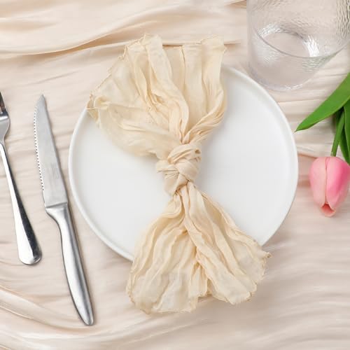 8 Stück Käsetuch Stoffserviette 31.8 X 31.8 cm Abendessen Servietten Gaze Servietten Boho Rustikale Falten Servietten Für Hochzeit Party Dekoration Heimdekoration (gebrochenes Weiß) von DIVINA VITAE