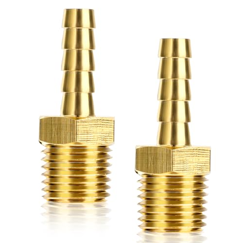 Messing Druckluftkupplung 1/4 Zoll Schnellkupplungs mit Außengewinde Luftschlaucharmaturen 1/4-Zoll-Druckluft Schlauchstecker Luftkompressor-Zubehörset (2er-Pack) von DIVINA VITAE
