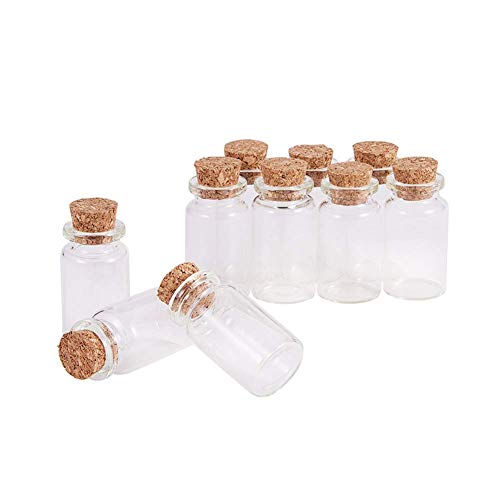 DIVISTAR 20 Stück 0,5 ml Fläschchen aus Klarglas mit Korken und 20 Stück Augenschrauben, Miniatur-Glasflasche mit Korken, leere Probengläser, klein von DIVISTAR