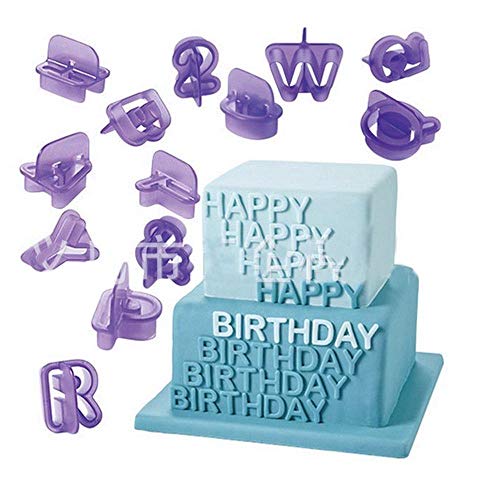 DIVISTAR Ausstechformen mit Griff, Alphabet, Buchstaben, für Fondant, Violett, 40 Stück von DIVISTAR