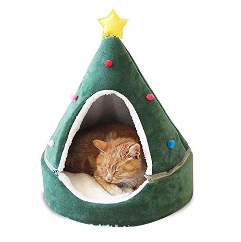 DIVISTAR Haustier Haus und Sofa Indoor Warm für kleine Hunde Katze 2 in 1 faltbar waschbar Schlafbett weich abnehmbar, grün, xs von DIVISTAR