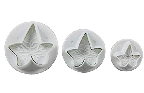 DIVISTAR Weiße 3 Stück geäderte Efeu-Ahornblatt-Design Sugarcraft Kuchen Dekoration Plunger Cutter DIY Kunststoff Fondant Kuchen Keks Dekorieren Formen für Kithcen Kochen Backen von DIVISTAR