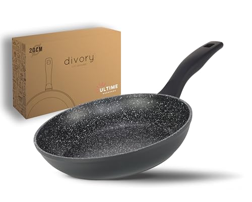 DIVORY Bratpfanne 20cm Induktion – Antihaft Beschichtete große Universalpfanne für alle Herdarten - Sichere Griffe, Spülmaschinen geeignet (Ultime, 20cm) von DIVORY