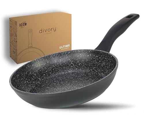 DIVORY Bratpfanne 32cm Induktion – Antihaft Beschichtete große Universalpfanne für alle Herdarten - Sichere Griffe, Spülmaschinen geeignet (Ultime, 32cm) von DIVORY