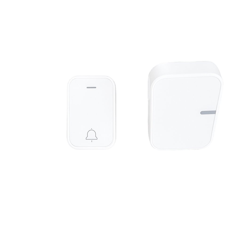 DIW-Funk Funk-Türgong KG-800 Funk-Klingel Set mit kinetischem Taster und Empfänger, 433,92, weiß (Spar-Set 2-tlg. Komplettes Set) keine Batterien notwendig von DIW-Funk