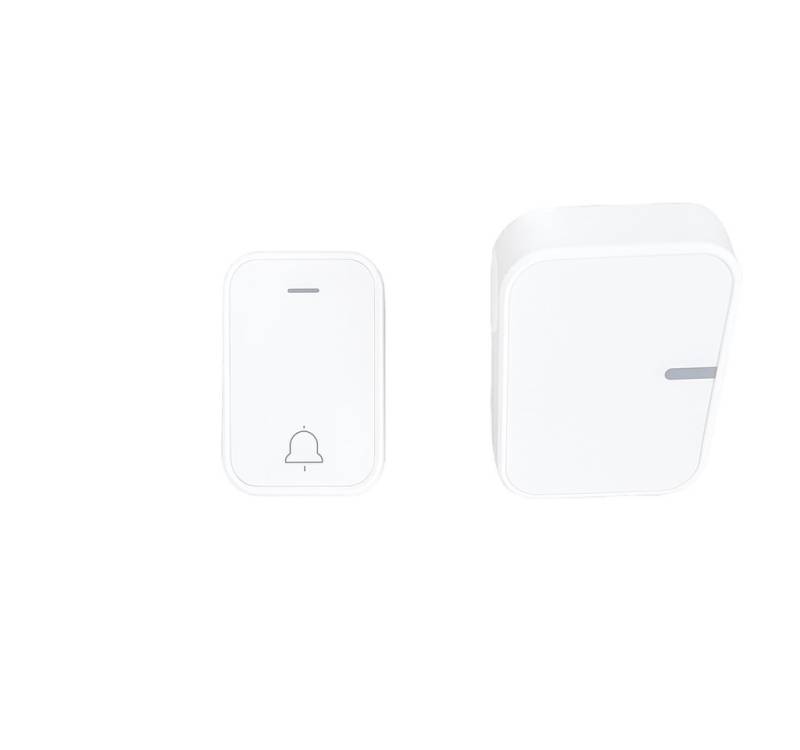 DIW-Funk Funk-Türgong KG-800 Funk-Klingel Set mit kinetischem Taster und Empfänger, 433,92, weiß (Spar-Set 2-tlg. Komplettes Set) keine Batterien notwendig von DIW-Funk