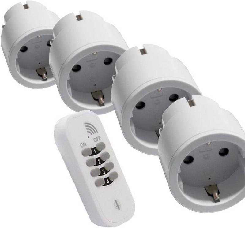 DIW-Funk Funksteckdose Intertechno Funk-Sparset 4x Funkstecker IT-3+wetterfester Handsender, Komplett-Set, 4 Funksteckdosen, 1 Funkhandsender von DIW-Funk